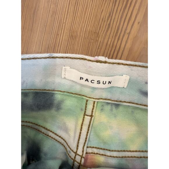 Women's PacSun High Rise Straight Tie Dye Jeans Ankle Cropped 28 Gray Pink Green - Picture 4 of 7